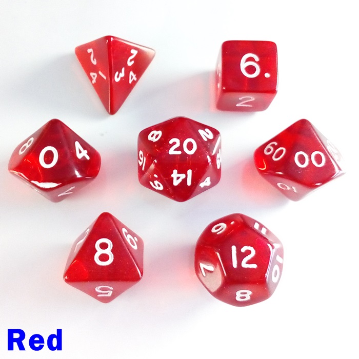 7 Dice RPG Set Gem Red pathfinder 5e d&d